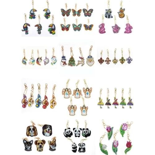 New Designs Diamond Keychain Christmas 5D Diamond Painting Mosaic DIY Daimond Embroidery Bag Pendant Ornament Jewelry Gift