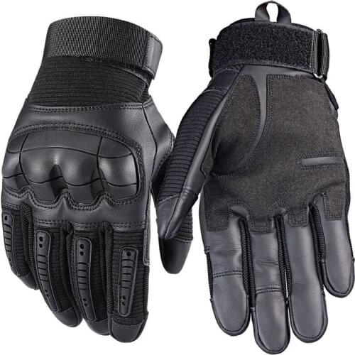 Army Tactical Gloves Full Finger Military Rubber Hard Knuckle Gloves for Motorcycle Cycling Shooting Hiking Camping Gear Black