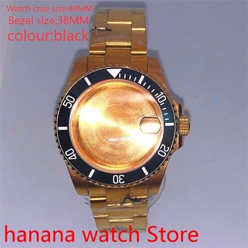 Bliger Suitable for NH35 36 Mingzhu2813 Miyata automatic winding 40mm sealed back gold box series, with rotating bezel black