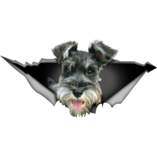Fuzhen Boutique Decals Exterior Accessories Schnauzer Car Sticker 3D Pet Graphic Vinyl Decal Car Window Bumper Animal Stickers