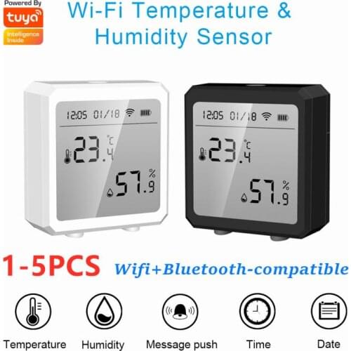 Tuya WIFI+Bluetooth-compatible Temperature Humidity Sensor Indoor Hygrometer Thermometer Support Alexa Google Smart Life App