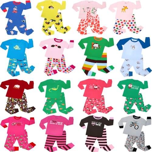 Baby Kids Pajamas Sets Cotton Boys Sleepwear Suit Girls Pyjamas Long Sleeve Pijamas Tops+Pants 2pcs 2T-8T Comfortable Nightwear