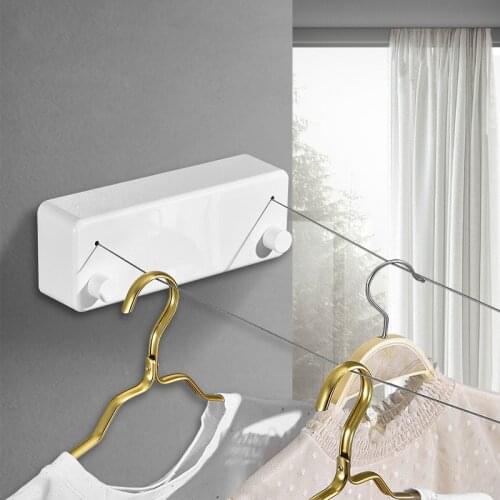 Double Row Clothesline Wall Mounted Retractable Clothes Dryer Steel Rope Wall Hanger Laundry Dryer Indoor Clothes Line WJ916