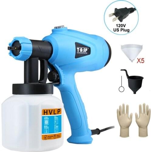 TASP 120V 400W Electric Spray Gun HVLP Home Paint Sprayer Adjustable Flow Control & 3 Spray Patterns Easy Spraying & Cleaning