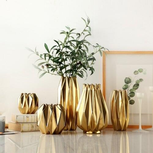 Europe Gold Ceramic crafts furnishings porcelain vase wedding home decoration accessories