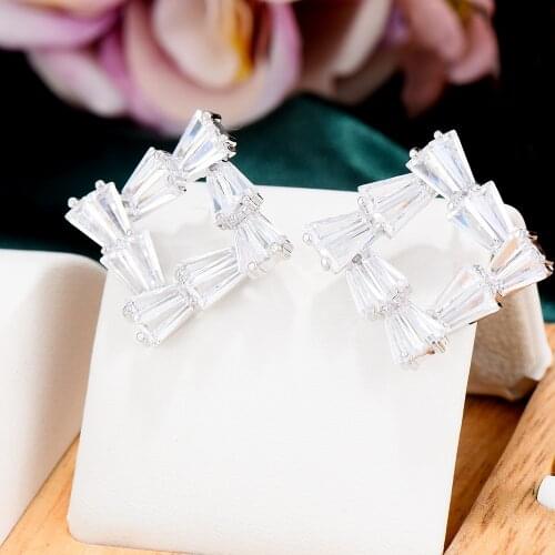 GODKI 25mm Square Shape Trendy Cubic Zirconia Women Wedding Party Engagement Dressing Up Stud Earring Jewelry Addiction
