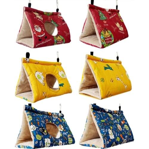 H051 Winter Warm Bird Nest House Hanging Hammock Velvet Shed Hut Finch Cage Hideaway