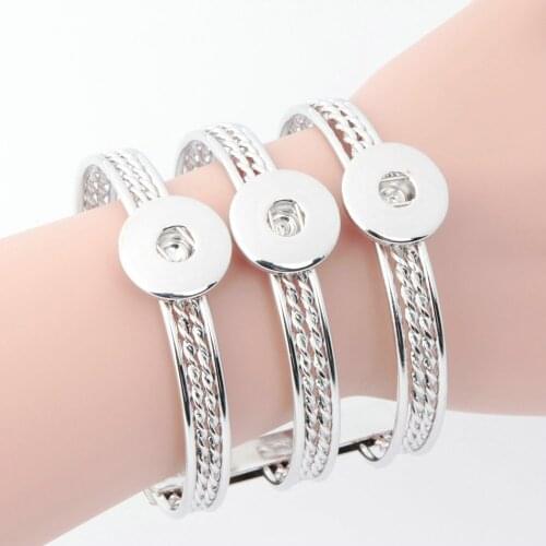 Hot Sale Rock Style Retro Hollow 18mm Snap Button Bracelet Bangle Interchangeable Charm Jewelry For Women Men gift