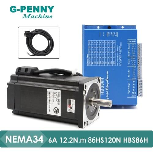 CNC Nema34 Closed Loop Stepper Motor kit 12N.m Shaft 14mm 86 stepping motor with Subdivision DC20-80V DSP and vector control
