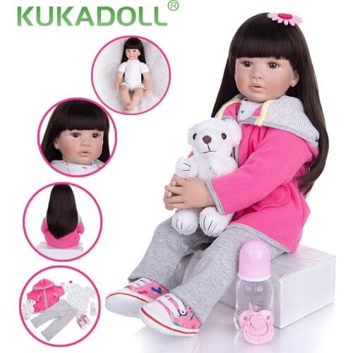 KUKADOLL 24 Inch Lifelike Reborn Baby Doll Cloth Body Realistic Reborn Boneca Fashion Princess Doll Toys For Kids Birthday Gifts