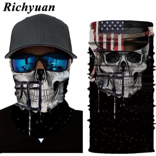 New 3D Face Mask Seamless Balaclava Magic Scarf Neck Ghost Skull Skeleton Head Bandana Shield Headband Headwear Bandanas Men
