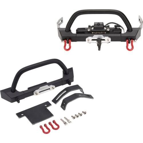 Metal Front Bumper Winch for TRX4 SCX10 90046 1/10 RC Car Crawler Car Spare Parts Replacement Acc