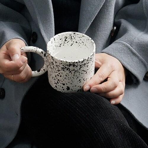 Nordic minimalist black dot splash ink big ears creative ceramic matte creative mug coffee cup water cup