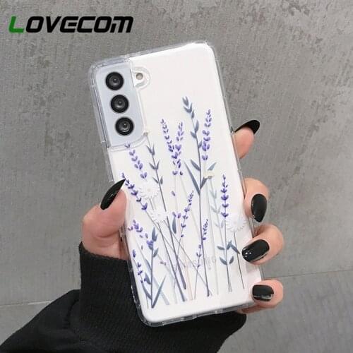 LOVECOM Fashion Cute Flower Leaf Phone Case For Samsung S21 S20 Ultra A72 A52 S10 Note 20 Ultra A70 A50 Relief Floral Clear Bag