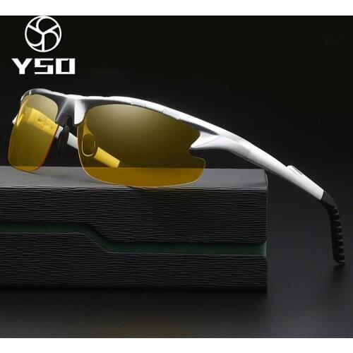 YSO Night Vision Glasses Men Aluminium Magnesium Frame Polarized Night Vision Goggles For Car Driving Anti Glare Glasses 8123