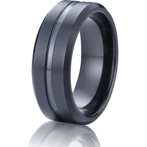 Mens ring Alliance black tungsten rings for men gift 8MM Anniversary marriage male Wedding Band Couple Rings