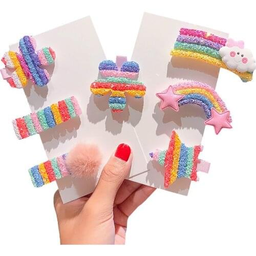 Cheerbows Cartoon Duckbill Clip Set For Girls Rainbow Hair Clips DIY Handmade Bows Crafts Decoration Materials Hair Accessories
