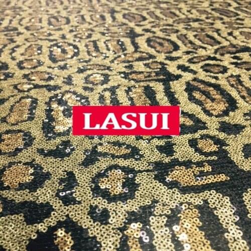 LASUI NEW 3y=1 lot gorgeous 4 colors Golden black gray leopard sequin fabric costume performance dress prom dress DIY W0093