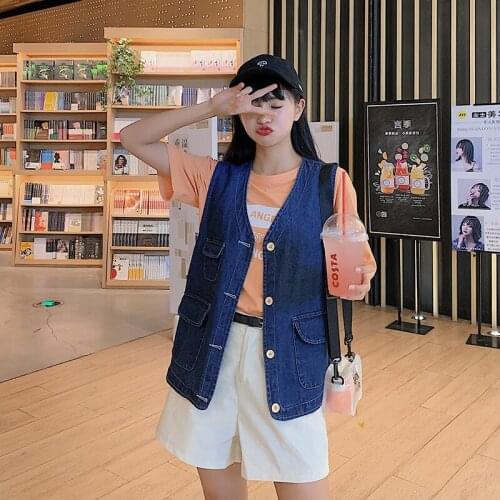 New Fashion Denim Vest Women Sleeveless Jeans Jacket Vest Casual Slim Summer Waistcoats V-Neck vest