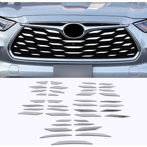 Stainless Steel Trim Exterior Accessories Car Front Bumper Center Grill Decor Sticker Cover for Toyota Highlander 2021 2022