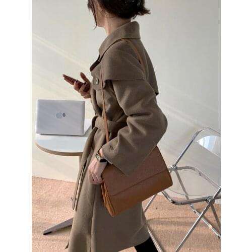 Jacket Double Breasted Sashes Cardigan Cloak Women Winter Elegant Loose Long Wool Coat Woolen Overcoat