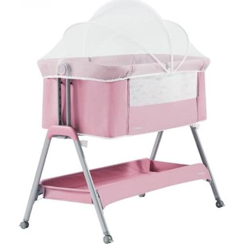Portable Newborn Baby Cradle Bed, Height Adjustable Beside Bassinet, Easy Folding Infant Crib