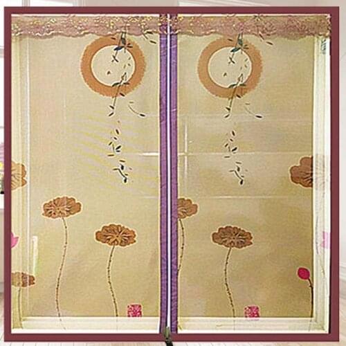 Coffee Lotus Pond Moonlight Home Window Zipper Opening Mesh Bedroom Kitchen Bathroom Screen Yarn Fly Anti-Mosquito Net Curtain