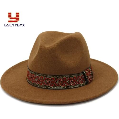 New Fashion British Classic Woolen Felt Fedora Hat Jazz Panama Fall Winter Women Men Elegant Green Red Black White Hat