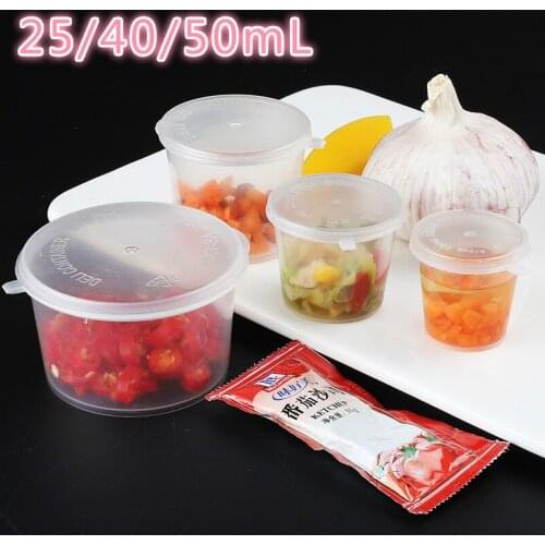 Sauce 25/40/50mL cup plastic seasoning box sauce cup thickening of spices exter nide cup Siamese plastic cups Hand gland 50 pcs