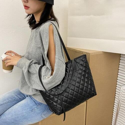 Shoulder Bags Lattice Pattern Women Big Capacity Top-handle Bags Casual Leather Shoulder Totes Fashion Exquisite Shopping Bag