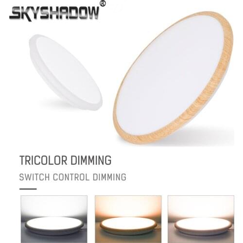 LED Ceiling Light Dimmable 30W 40W 220V With 3 Color Adjustable For Bedroom Living Room Simple Ceiling Lamp Wooden Decorative
