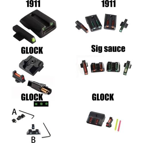 Tactical Real Front Sight Colt 1911 Glock Green Red Combo Fibra Ottica Anteriore Vista Posteriore for Sig Sauer