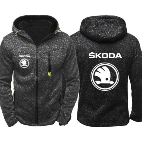 Hoodies Men Skoda Car Logo Print Casual Hip Hop Harajuku Long Sleeve Hooded Sweatshirts Mens zipper Jacket Man Hoody Clothing