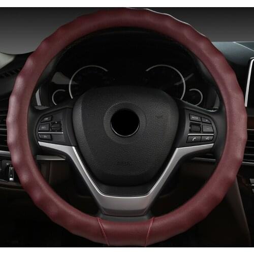 FeKoFeKo 38CM Universal Leather Car Steering Wheel Cover For Nissan Versa Almera Primera Tiida Terrano Qashqai J10 350z Kicks