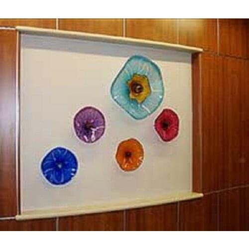 Recessed Restaurant Wall Decoration Lighting Round Decorative Glass Plate Wall Art