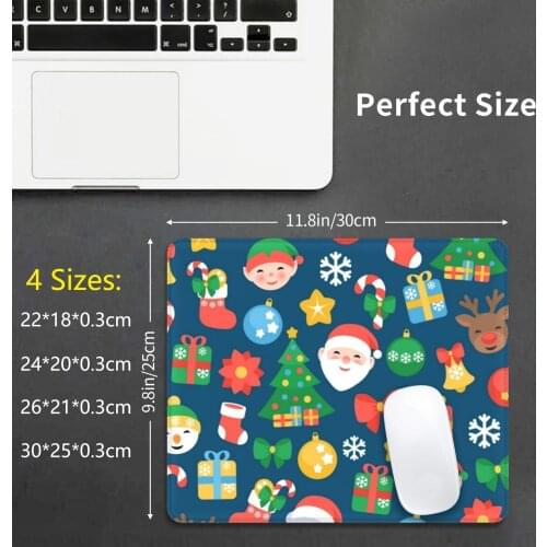 Cheerful Christmas Pattern Mouse Pad DIY Print Cute Girly Christmas Xmas Santa Reindeer Elf Snowman Bow