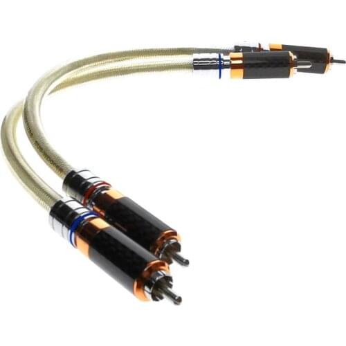 High Quality Pair QED 4 Core pure copper Silver plated audio RCA Interconnect Cable with carbon fiber connector plug