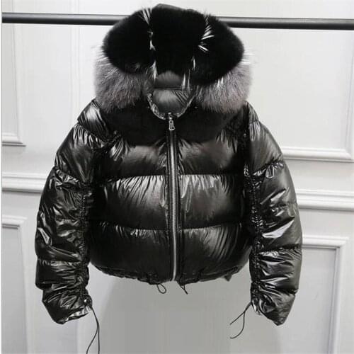 Winter Jacket Women Down Parkas Hooded White Duck Down Jacket Double Sided Waterproof Coat Large Real Natural Fox Fur 2021