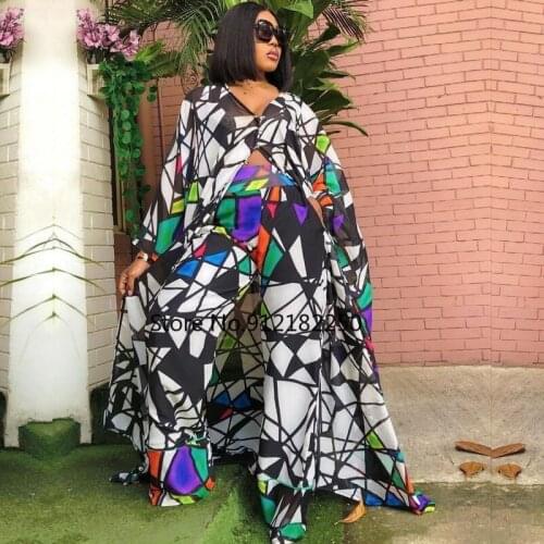 Summer African Clothes For Women Two Piece Set Dashiki 2021 Fashion Long Dress Sets Pants Suits Outfits Party Dresses Plus Size