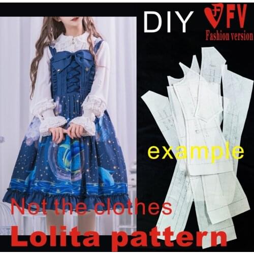 Japanese style Lolita pattern womens suspender skirt dress pattern (not including inner wear) 1:1 sewing drawing LOLI-12