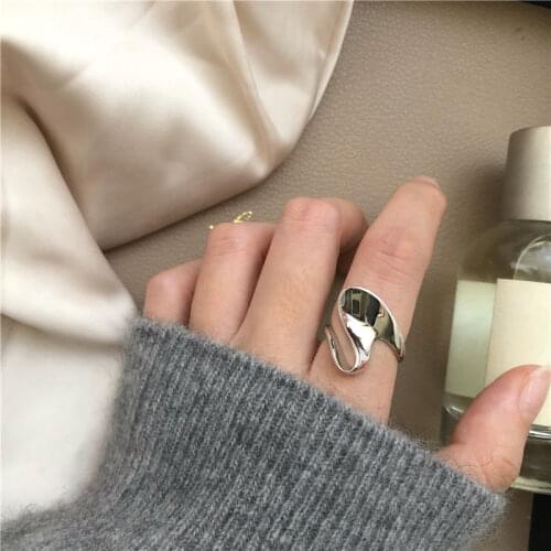 925 Sterling Silver Fashion Retro Abstract Wave Pattern Open Finger Ring for Women Jewelry Accessories Gifts S-R813