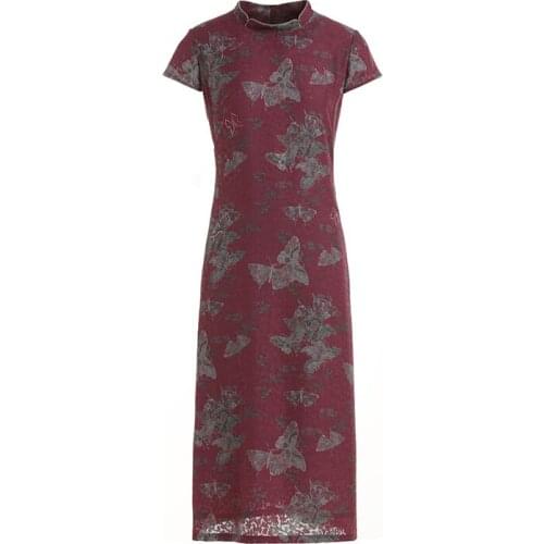 Gowani summer flower printed silk dress Chinese style cheongsam Qipao