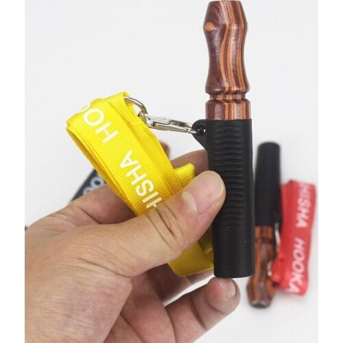 1pc Mahogany Hookah Mouthpiece with Hang Rope Strap Shisha Mouth Tips Silicon Wooden Chicha Narguile Water Pipe Mouthpieces