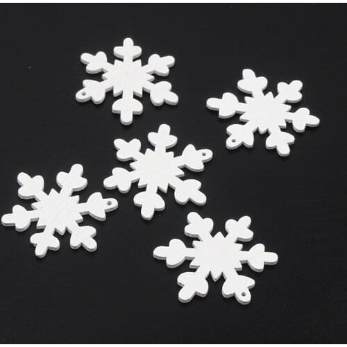 10pcs Christmas Snowflake Wooden Craft Christmas Tree Ornaments Party Home Decoration Bookmark DIY Scrapbook Accessories 37mm