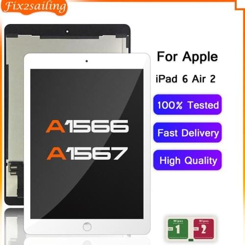 100% Working LCD Display Touch Screen Digitizer Sensors Assembly Panel Replacement For Apple iPad 6 Air 2 A1567 A1566