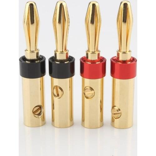 4pcs Gold-Plated UST Banana Plugs 4mm Banana Plug For Video Speaker Adapter Audio