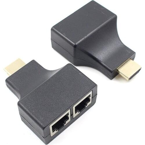 2017 1 Pair To Dual Ports RJ45 Network Cable Extender Over by Cat5e/Cat6 Cables 1080p For HDTV HDPC PS3 STB 30m