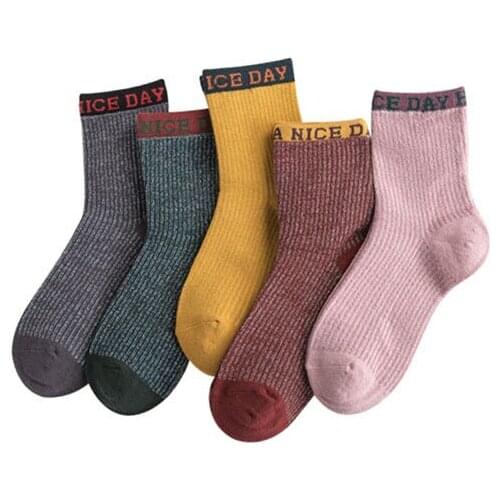 6 Pairs Womens Socks Funny Kawaii Humored Happy Words HAVE A NICE DAY Socks Sokken Crew Meias Hip Hop Street Skateboard Socks