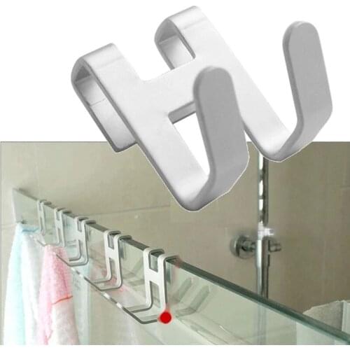 Punch-free Space Aluminum Bathroom Glass Door Hook H Shaped Hanging Kitchen Storage Rack Shower Towel Bag Hardware Accessories