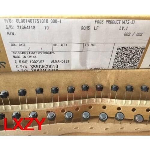 Free Shipping 50pcs/LOT Imported from Japan ALS 6*6*4.3 SKRGACD010 Direct Plug 2-Foot Circle Fretting Touch Switch